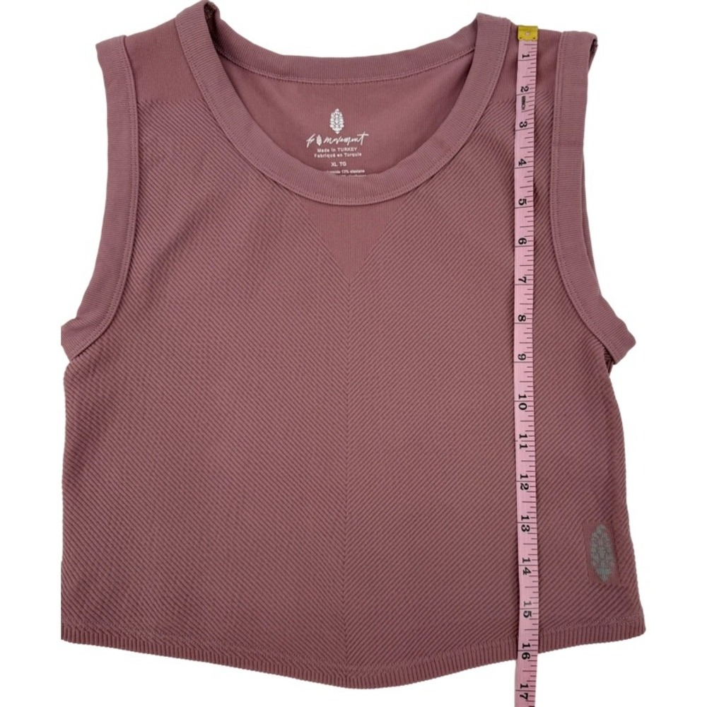 FREE PEOPLE MOVEMENT XL Free Throw Muscle‎ Tank Crop Top Pink Ribbed Activewear - Picture 6 of 11